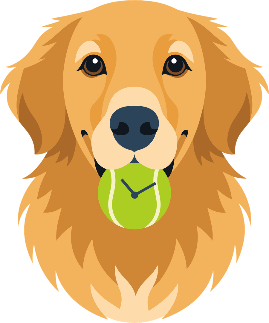 The Time Retrievers golden retriever with the tennis ball clock