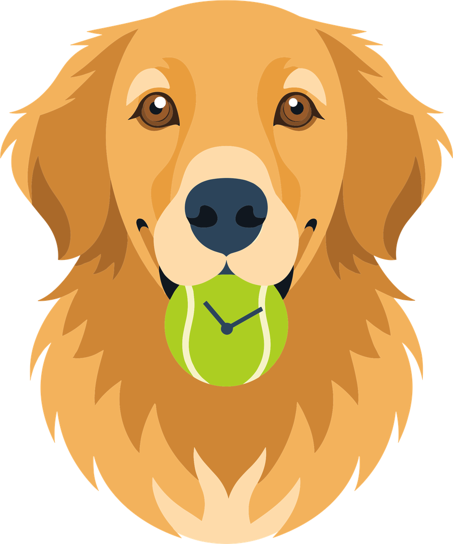The Time Retrievers golden retriever with the tennis ball clock