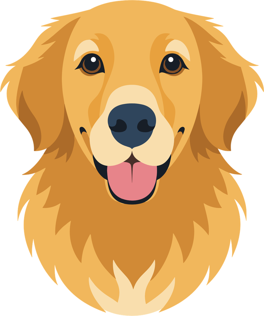 The Time Retrievers golden retriever mascot, smiling